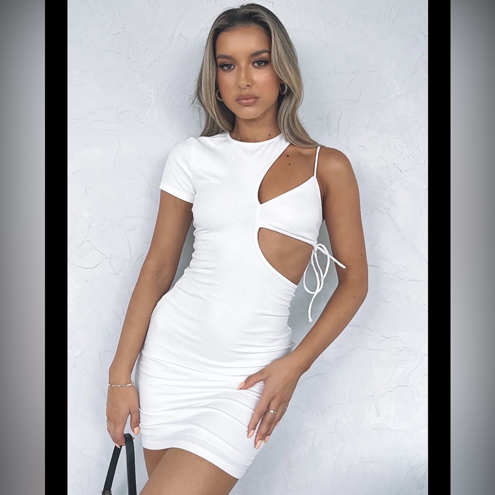 White Fox Asymmetrical Dress!